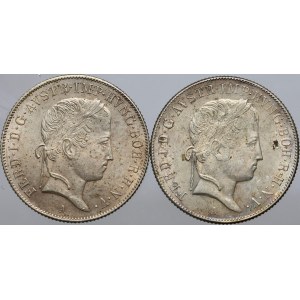 Autriche, Ferdinand Ier, série de pièces de 20 krajcars de 1848, (2 pièces)