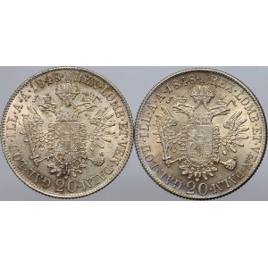 Autriche, Ferdinand Ier, série de pièces de 20 krajcars de 1848, (2 pièces)