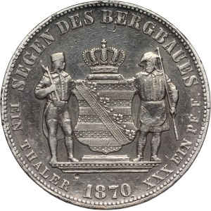 Germany, Saxony, Johann I, Mining Thaler 1870 B, Dresden