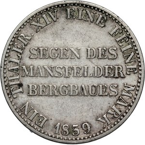 Germany, Prussia, Frederick William III, Mining Thaler 1839 A, Berlin
