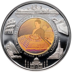 Kambodscha, 10000 Riels 2007, Borobudur-Tempel in Indonesien, Silber und Gold