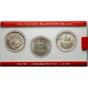 PRL, sada 100 zlotých 1966, Mieszko a Dabrowka, oběživo a proof, (3 kusy)