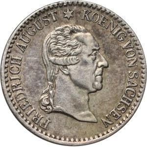 Germany, Saxony, Frederick Augustus I, 1/6 Thaler 1827 S, Dresden, posthumous