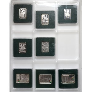 Third Republic, set of silver collector coins of 10 and 20 gold, (8 pieces)