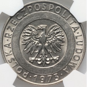 Polská lidová republika, 20 zlotých 1973, mrakodrap a uši, PRÓBA, měďnatý nikl