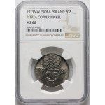 Polská lidová republika, 20 zlotých 1973, mrakodrap a uši, PRÓBA, měďnatý nikl