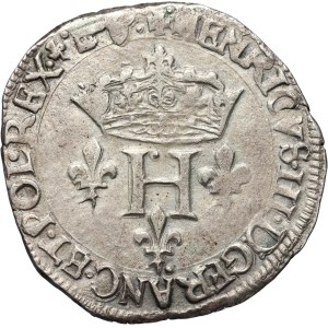 Henry of Valois, double sol of Paris 1582 P, Dijon