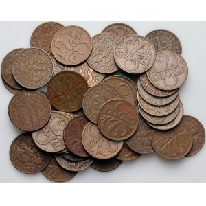 Second Republic, set of 2 penny coins from 1923-1939, (46 pieces)