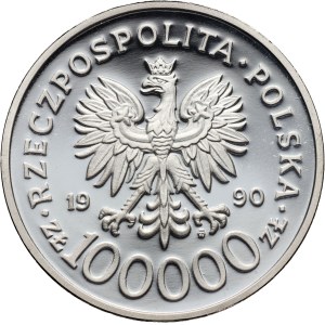 Third Republic, 100000 zloty 1990, Solidarity, thick