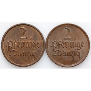 Free City of Danzig, coin set of 2 pfennigs from 1926-1937, (2 pieces)