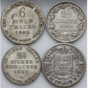 Germany, set of silver coins from 1840-1859, (4 pieces)