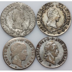 Autriche, ensemble de pièces en argent de 1820-1838, (4 pièces)