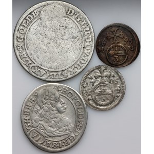Silesia, set of silver coins from 1663-1705, (4 pieces)