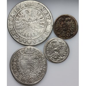 Silesia, set of silver coins from 1663-1705, (4 pieces)