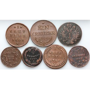 Austria, set of coins from 1765-1816, (7 pieces)