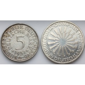 Germany, set of silver coins from 1951-1972, (2 pieces)