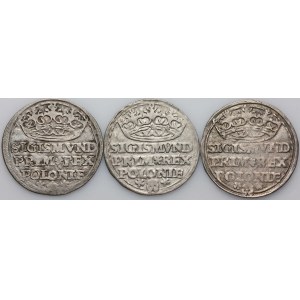 Sigismund I the Old, set of pennies dated 1528-1529, Cracow, (3 pieces)