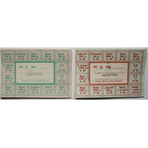 PRL, jeu de cartes de ravitaillement, cartes alimentaires `zéro` de 1982 (2 pièces)