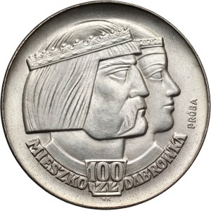 People's Republic of Poland, 100 gold 1966, Mieszko and Dabrowka, PRÓBA, silver
