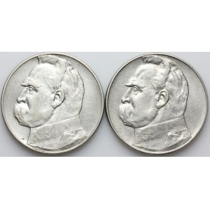 II RP, set of 10 gold coins from 1935-1936, Warsaw, Jozef Pilsudski, (2 pieces)