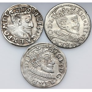 Sigismund III Vasa, set of trojaks dated 1591-1595, (3 pieces)