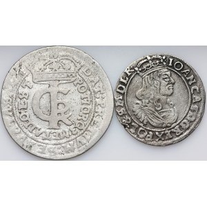 John II Casimir, set of coins dated 1663-1665, (2 pieces)