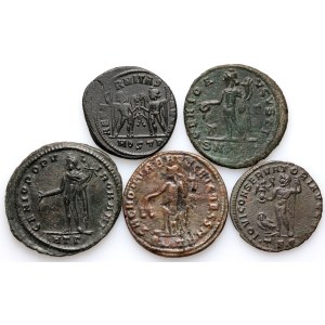 Impero romano, set di follis, (5 pezzi)