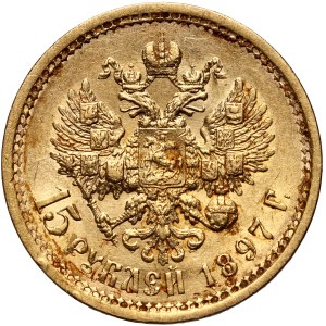 Russia, Nicholas II, 15 rubles 1897 (АГ), St. Petersburg
