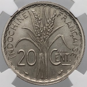 Indochiny Francuskie, 20 centów 1939 A, Paryż, ESSAI, (próba), nikiel