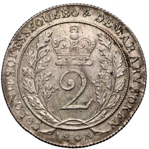 Guyana, Essequilbo-Demerara, George III, 2 guldenov 1809