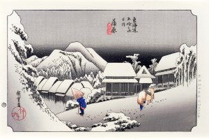Utagawa Hiroshige (1797 - 1858), Kanbara - evening snow, Yuyudo Publishing House, Tokyo/Japan, Showa period (after 1960).