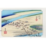 Utagawa Hiroshige (1797 - 1858), Shimada - brzeg Sun rzeki Oi, wyd. Yuyudo, Tokio/Japonia, okres Showa (po 1960 r.)
