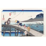 Utagawa Hiroshige (1797 - 1858), Kakegawa - odległy widok góry Akiba, wyd. Yuyudo, Tokio/Japonia, okres Showa (po 1960 r.)