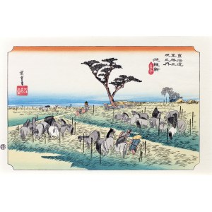 Utagawa Hiroshige (1797 - 1858), Chiryu - targ koński wczesnym latem, wyd. Yuyudo, Tokio/Japonia, okres Showa (po 1960 r.)