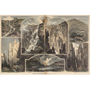 KARKONOSZE. Widoki Karkonoszy w ośmiu sekcjach: 1) Pančavsky vodopad - Panschefall; 2) Wod…