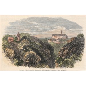 KSIĄŻ, STARY KSIĄŻ, WAŁBRZYCH. Ansicht des Schlosses; anonym, 1866; Holz. st. Farbe, geklebt mit steifem...