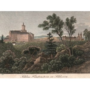 KSIĄŻ, WAŁBRZYCH. Ansicht des Schlosses; anonym, entnommen aus: Berliner Kalender, 1836; Kupferfarbe,...
