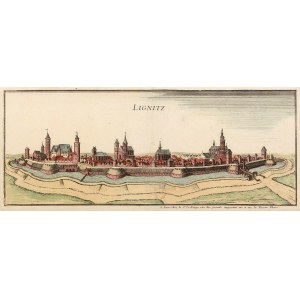 LEGNICA. Panorama miasta; wyd. G.L. Le Rouge, Paryż, ok. 1720; miedz. kolor., st. bdb., uzupełnio…