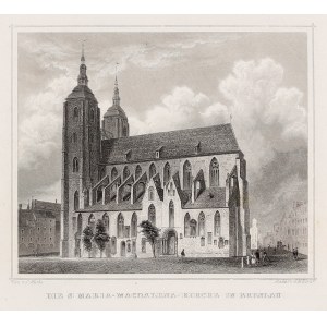WROCŁAW. Church of St. Mary Magdalene; ryt. G.M. Kürz, drawing by C. Würbs, published by G.G. Lange, Darmstadt, ....