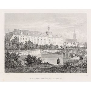 WROCŁAW. University; ryt. J. Poppel, drawing by C. Würbs, ca. 1840; steel b/w, st. bdb; dimensions 154x1....