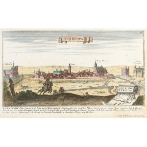 PIOTRKÓW TRYBUNALSKI. Panorama der Stadt mit einem Seitenplan der Umgebung; herausgegeben von G. Bodenehr, ca. 1720; mie...