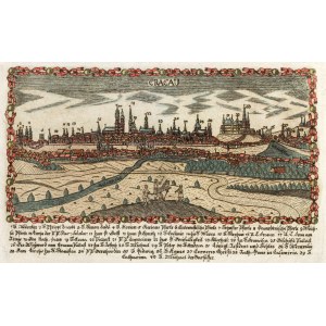 KRAKOW. Panorama of the city; taken from: Sächsischer Postillion, J.C. Schlenker, 1803; decorative...