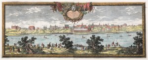 WARSCHAU. Panorama der von der schwedischen Armee belagerten Stadt im Jahr 1657 während der schwedischen Fluchtzeit....
