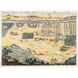 VARSOVIE. Plan de la bataille de Varsovie (28-30 juillet 1656) - premier jour ; eng. M. Merian, extrait de : ...