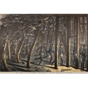 GÓRNY ŚLĄSK. Katastrofa w kopalni na Górnym Śląsku; rys. A. Wanjura, 1882; drzew. szt. kolor., st…