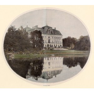 PSZCZYNA. Widok na zamek; anonim, ok. 1900; widok w owalu; światłodruk kolor., podklejony sztywny…