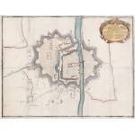 ELBLĄG. Plan of the city and fortifications in 1704, during the Northern War; anonymous, 1711; copper colo...