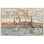 RYGA (Lat. Rīga). Panorama of the city; card from: S. Münster, Cosmographia [...], fr. edition.