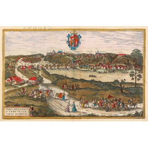 GRODNO (whit. Го́радня). Das älteste bekannte Panorama der Stadt; es stammt aus: Civitates Orbis Terraru....