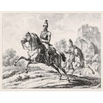 HIPPY, HORSES. Lancer and groom with pack horse; drawing and eng. J.A. Klein (1792-1875), 1812; aquatint. cz.-b...